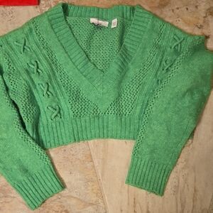 Green Cable Knit Women's Sweater